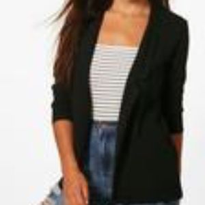 Petite Notch Detail Oversized Boyfriend Blazer